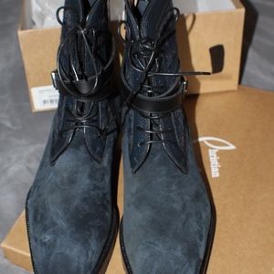 Christian Louboutin Men Navy Blue/Black Flat Boots